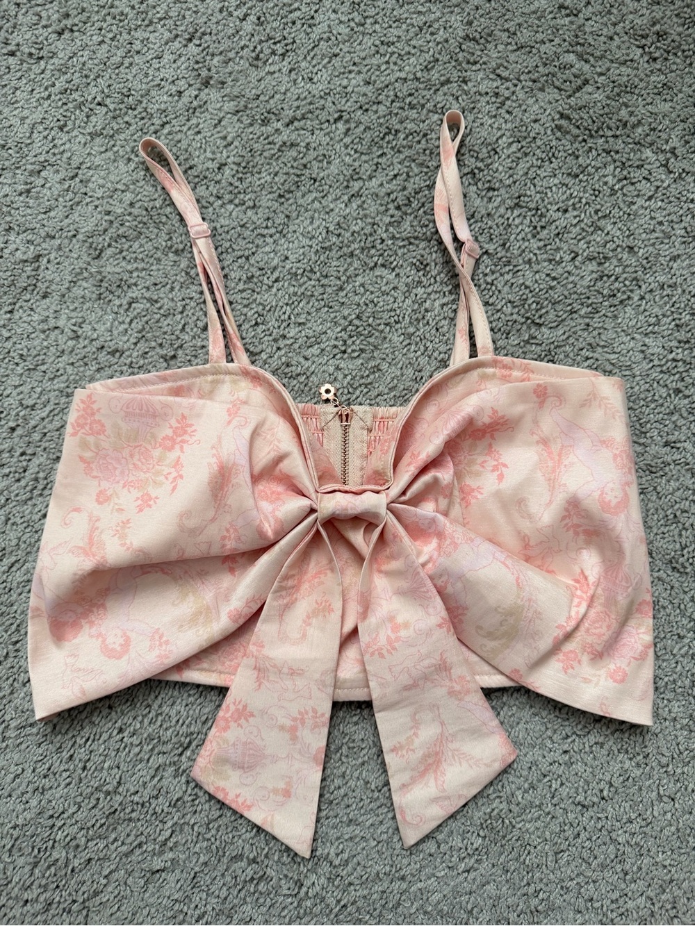 Kimchi Blue Pink Floral Bow Front Crop Top